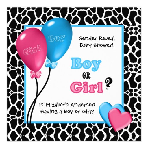 Trendy Giraffe Print Gender Reveal Baby Shower Personalized Invitation