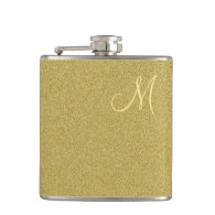 Trendy Glitter Gold Monogrammed Flask