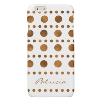 Trendy Golden Dots Custom Name Glossy iPhone 6 Case