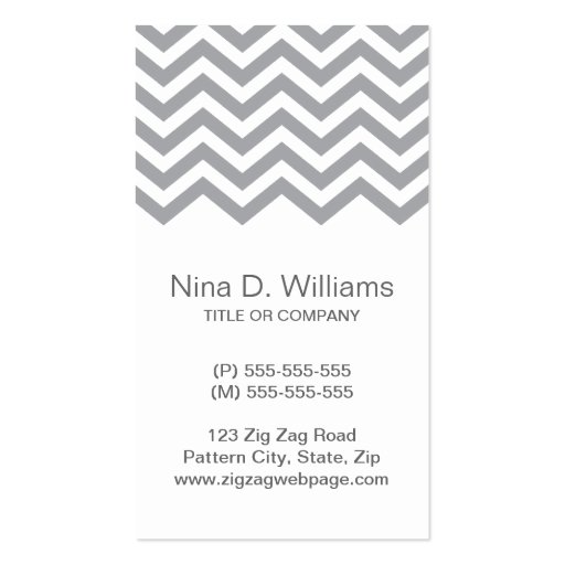 Trendy gray chevron pattern, vertical business card templates (front side)