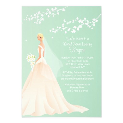 Trendy Green BLONDE  Bride Bridal Shower Invite
