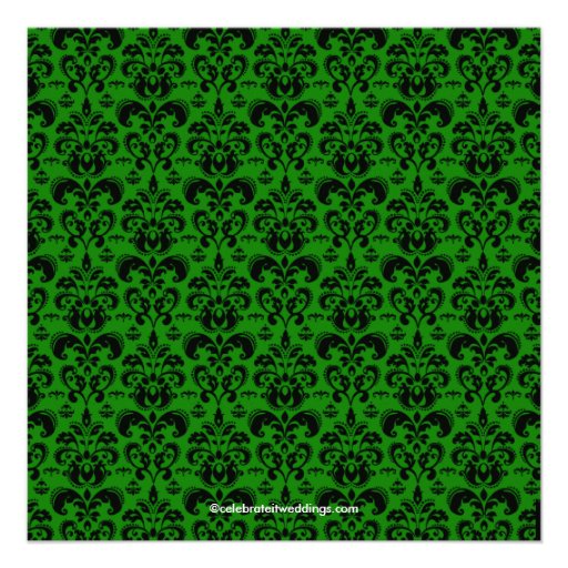 Trendy Green Damask Bride Bridal Shower Invite