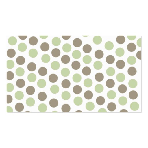 Trendy Green & Taupe Polka Dot Mommy card Business Card (back side)