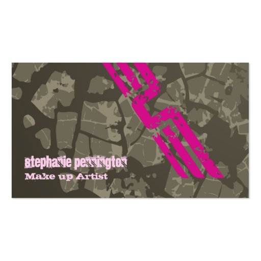 Trendy grey pink camouflage cosmetologist cards business card template (front side)