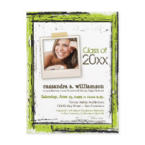 Trendy Grunge Graduation Announcement (lime) Postcard