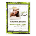 Trendy Grunge Graduation Announcement (lime) Postcard