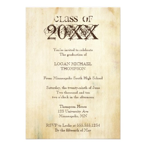 Trendy Grunge Graduation Party Invitation (front side)