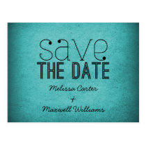 Trendy Grunge Save the Date Postcard, Teal postcards