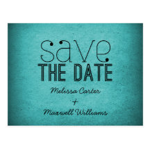 Trendy Grunge Save the Date Postcard, Teal