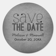 Trendy Grunge Save the Date Stickers, Gray