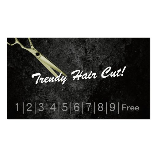 Trendy Hair Cuts Hair Salon Loyalty Punch Card Business Cards (front side)