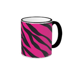 Trendy Hot Pink Fuchsia Black Zebra Stripes Print Coffee Mug