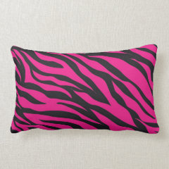 Trendy Hot Pink Fuchsia Black Zebra Stripes Print Pillow