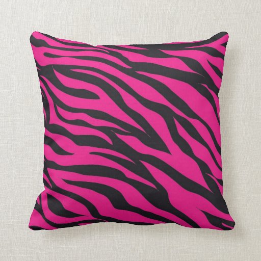 Trendy Hot Pink Fuchsia Black Zebra Stripes Print Pillow Zazzle