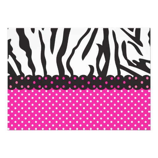 Trendy Hot Pink & Zebra Cupcake Birthday Party Custom Invitations