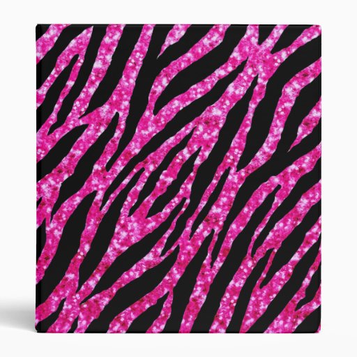 Trendy Hot Pink Zebra Print Glitz Glitter Sparkles Binder Zazzle 4954