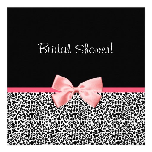 Trendy Leopard Print and Pink Ribbon Bridal Shower Personalized Invite