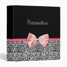 Trendy Leopard Print and Pink Ribbon With Name Binders