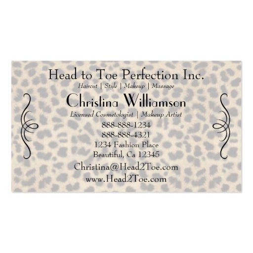 Trendy Leopard print Rhinestones Business Card Templates (back side)