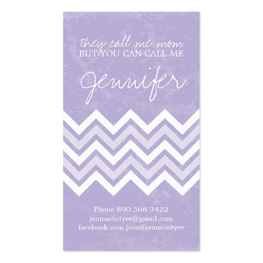 Trendy Lilac Chevron Mommy Cards Business Card (front side)