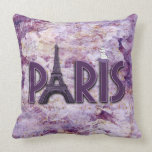 Trendy Lilac Paris Eiffel Tower Accent Pillow