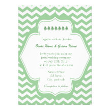 Trendy lime green chevron, classic wedding personalized invites