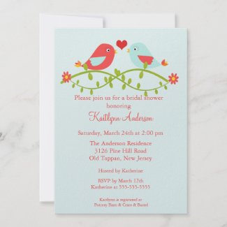 Trendy Love Birds Bridal Shower Invitation