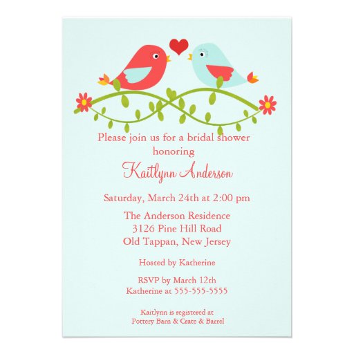 Trendy Love Birds Bridal Shower Invitation