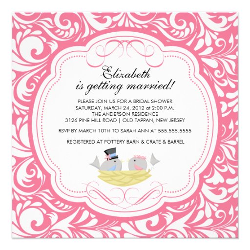 Trendy Love Birds Bridal Shower Invitation