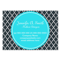 trendy, lovely, classic, girly B&W quatrefoil Business Cards