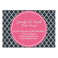 trendy, lovely, classic, girly B&W  quatrefoil Business Card Templates