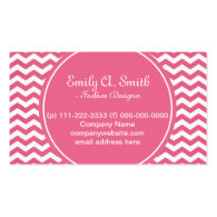trendy, lovely white and  pink chevron business card