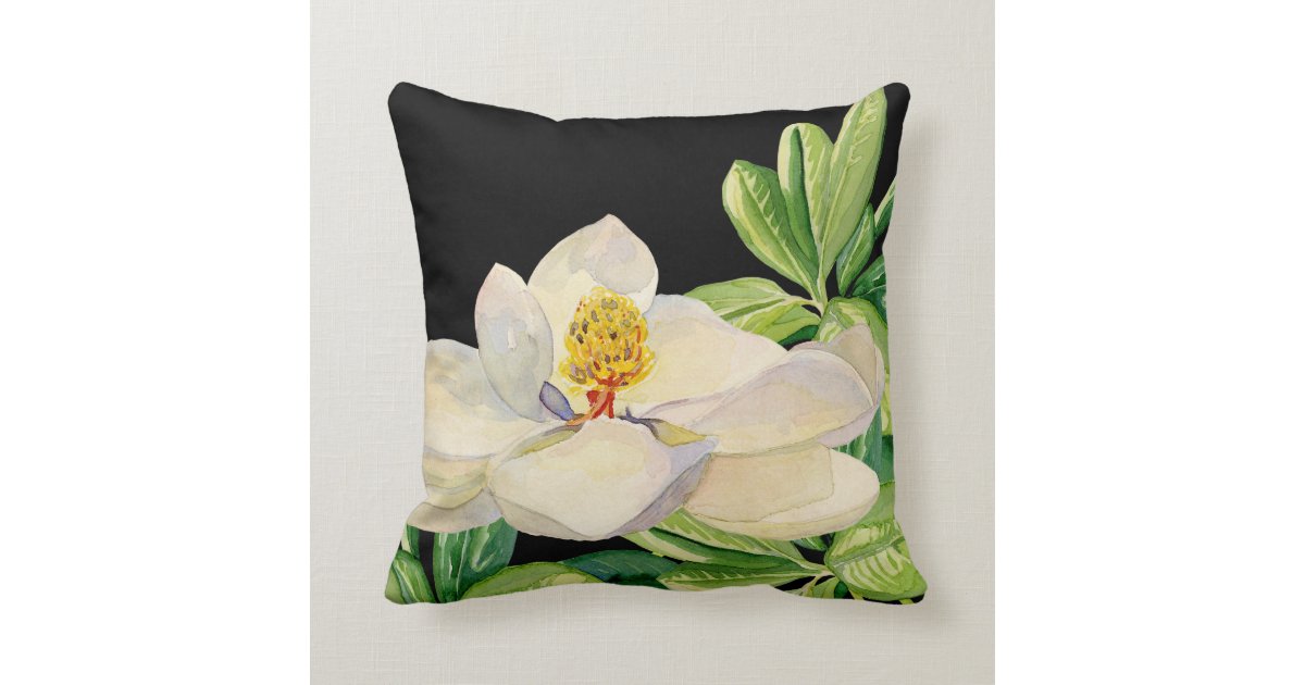 Trendy Magnolia Floral art Decorative Throw Pillow Zazzle