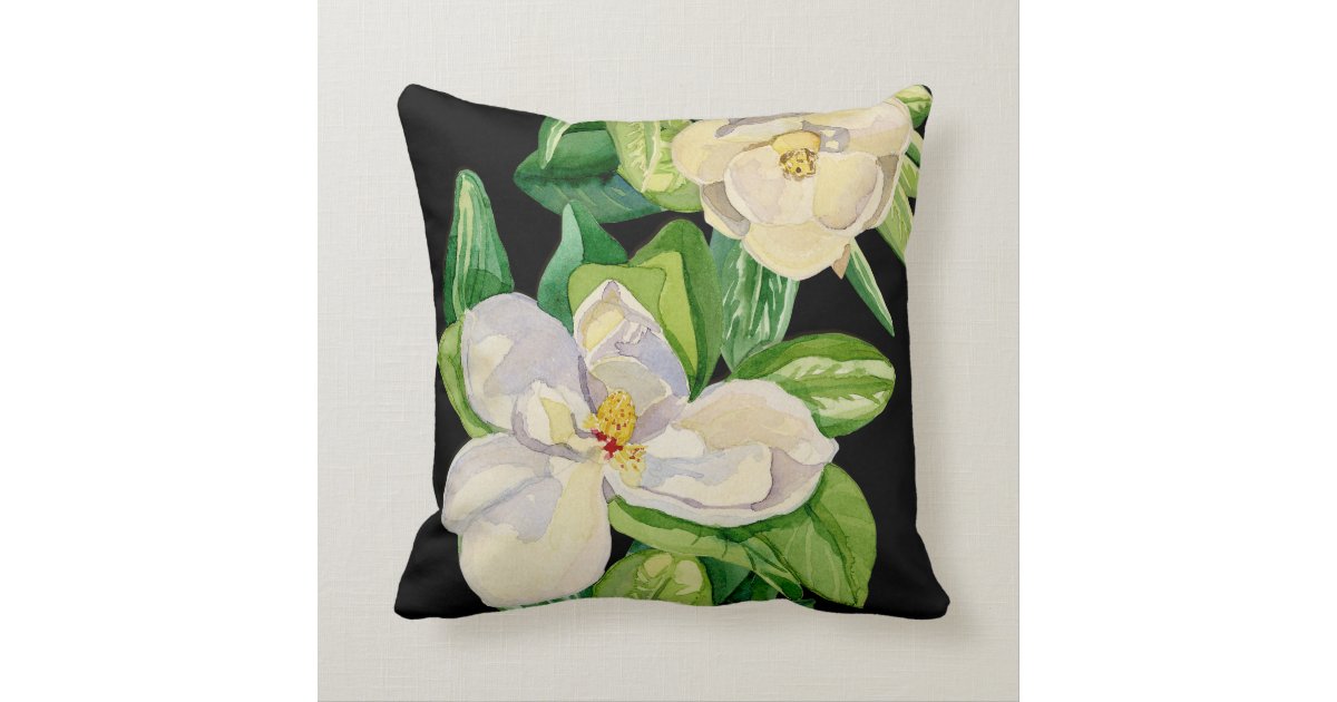 Trendy Magnolia Floral art Decorative Throw Pillow Zazzle