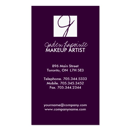 Trendy Makeup Artist Business Cards (back side)