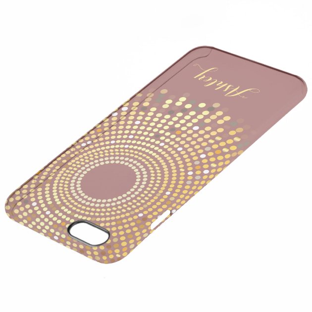 Trendy Marsala Wine Red and Gold Sparkle Dots Uncommon Clearlyâ„¢ Deflector iPhone 6 Plus Case-3