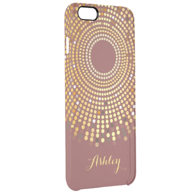 Trendy Marsala Wine Red and Gold Sparkle Dots Uncommon Clearlyâ„¢ Deflector iPhone 6 Plus Case-2