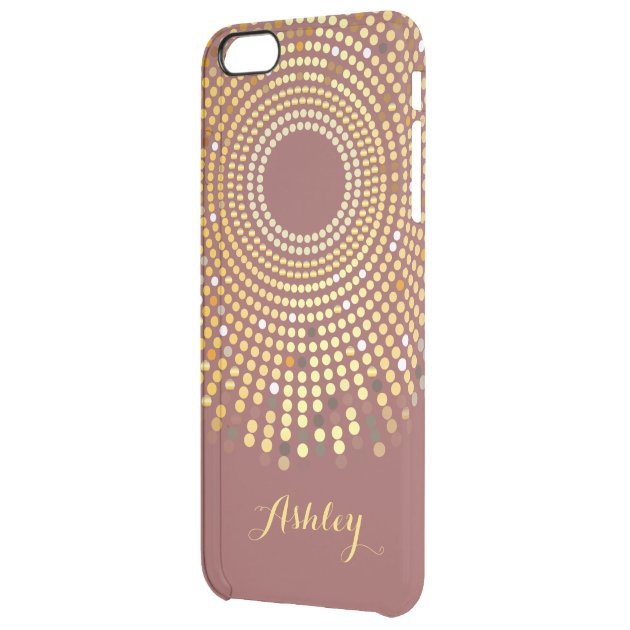 Trendy Marsala Wine Red and Gold Sparkle Dots Uncommon Clearlyâ„¢ Deflector iPhone 6 Plus Case