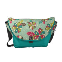 Trendy Mod Vintage Retro Floral Messenger Bag