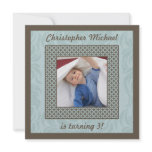 Trendy modern boys photo birthday party invitation