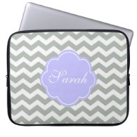 Trendy, modern, elegant grey chevron monogram computer sleeve