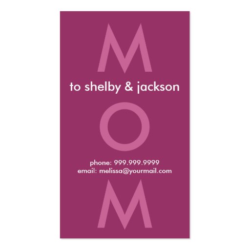 Trendy Mommy Calling Cards Business Card (back side)