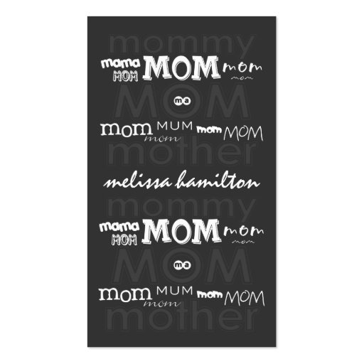 Trendy Mommy Calling Cards Business Card Template (front side)