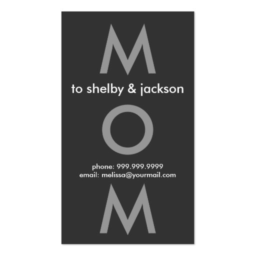 Trendy Mommy Calling Cards Business Card Template (back side)