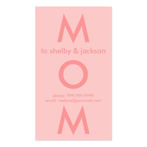 Trendy Mommy Calling Cards Business Card Templates (back side)