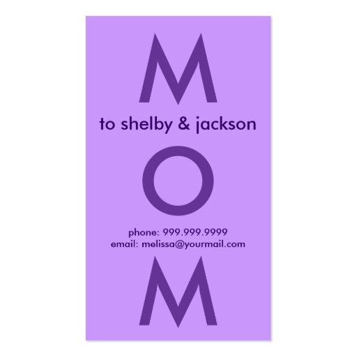 Trendy Mommy Calling Cards Business Cards (back side)