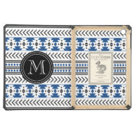 Trendy Monogrammed Aztec Tribal Pattern(Blue) Case For iPad Air