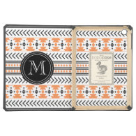 Trendy Monogrammed Aztec Tribal Pattern(Orange) iPad Air Cases