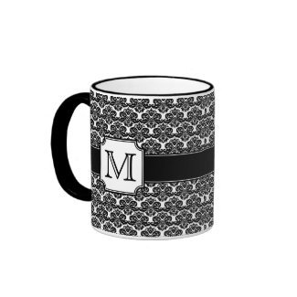 Trendy Monogrammed Damask Mug