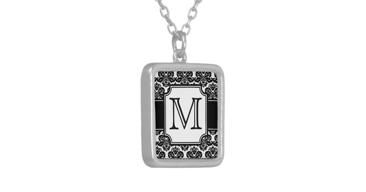 Trendy Monogrammed Damask Necklace Zazzle